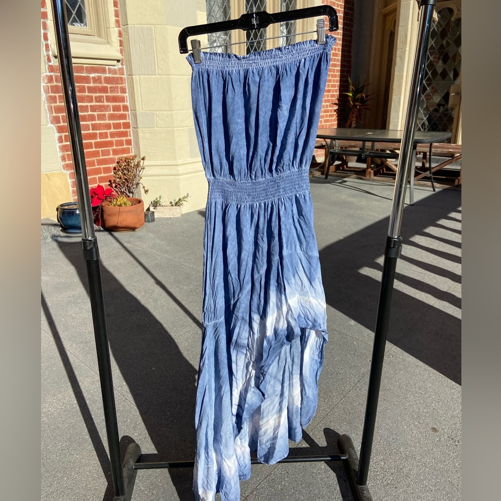 High-low asymmetric strapless dress